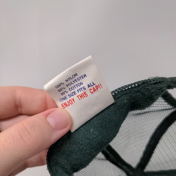 Dixie Chopper Snapback Mesh Back Trucker Hat Green Distressed Graphic Logo - Picture 9 of 9